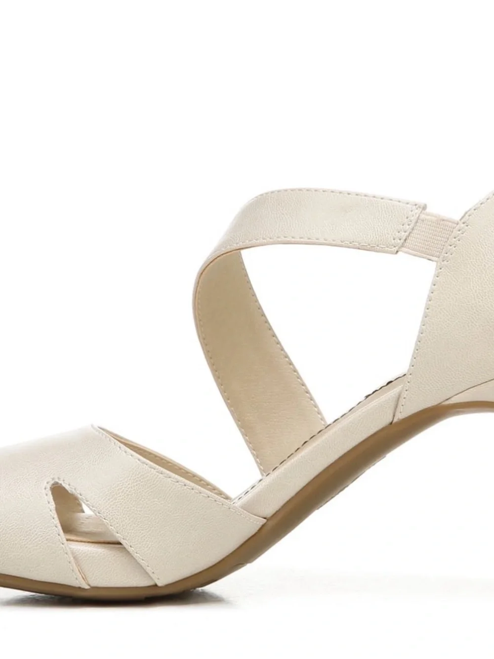 Elegant Cream Strappy Mid-Heel Sandal life stride comfort size 7 tan cream shoes